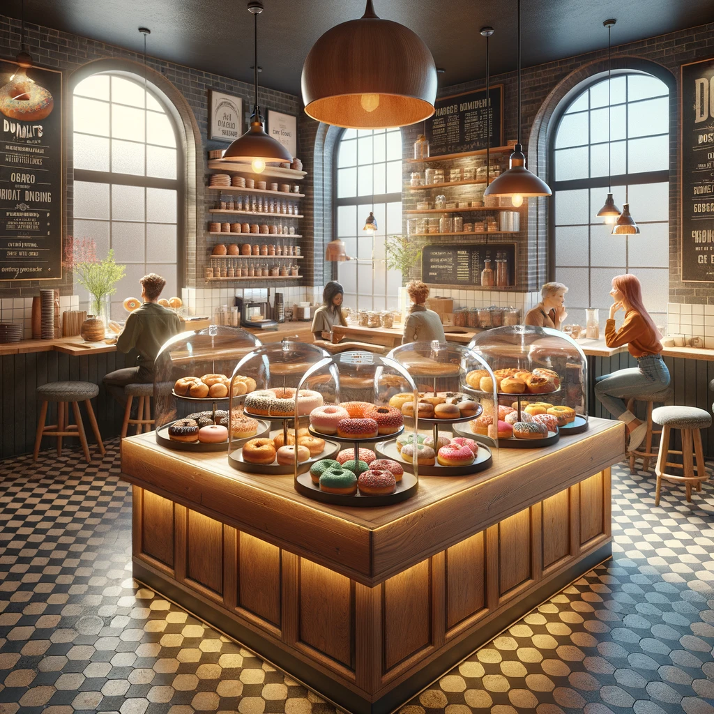 picture of the inside of a donut shop